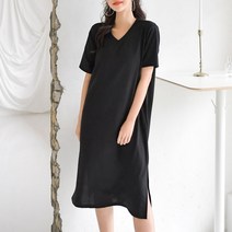 헤링본 여름 비치원피스 데일리 브이넥 루즈핏 빅사이즈 홈웨어 휴양지 바캉스룩 HC463
