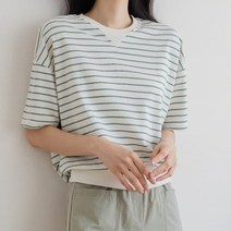 여성 여름 빼빼로 스트라이프 반팔 티셔츠