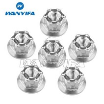 Wanyifa 티타늄 너트 M6M8M10M12M14M16 Torx 플랜지 육각 너트 오토바이 리어 액슬 6pcs, M16 1.5Pitch+Titanium