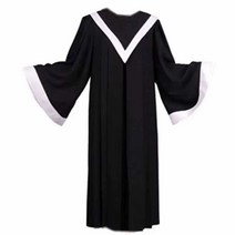 기독교 성가복 합창 장로 찬양단 단체복 긴팔 가운, XL 칼라가 하나인 블랙 가운