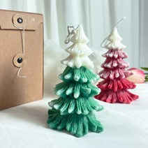 MAME 크리스마스 소품 선물 트리 캔들 양초 인테리어, 그린