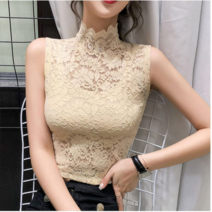 민소매 레이스 이너 톱 여자 스판 반목 타이트한 펀칭 봄여름
