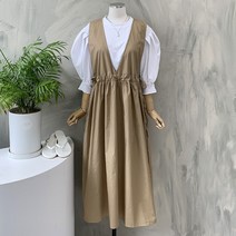 행복여[신상무배]블레어 셔링 양 브이 플레어 뷔스티에 원피스