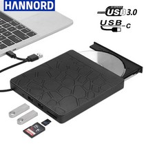 블루레이ODD 외장 리핑 4K 재생 플레이어 외장 드라이브 USB 3.0/타입-C 슬림 DVD RW CD 라이터 버너 리더, 01 Black