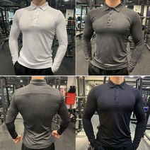 남자 머슬핏 카라 긴팔 티셔츠