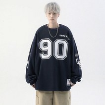 힙합 티 오버핏 하키 티셔츠 훈련 아이스하키복 져지 스웨터 남성 미국 복고풍 스포츠 90 아이스 야구 의류 가을 겨울 유행 브랜드 느슨한 긴팔 풀오버 재킷