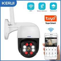 가정용 cctv 야외 현관 강아지cctv kerui 1080p 3mp ptz wifi ip 무선 카메라 tuya 스마트 야외 홈, 3mp 및 32GB 카드, 협력사, EU 플러그