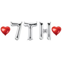 7TH 숫자 알파벳 하트 풍선 세트, 05.실버 7TH