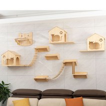 단단한 나무 고양이 타워 콘도 천장 긁기 등반 게임 스탠드 플랫폼 포스트 애완 동물 제품, 4D