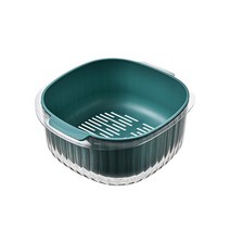 엄선 포장 우편 PET 이중 채소 세숫대야 주방 두꺼운 채소 세숫바구니 과일 채소 누수 아스팔트 바구니, 28*26*12cm 이중, 그린