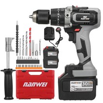 천공기 가정용 무선 전기 드릴 및 해머 21V 6.0A 배터리 최대 토크 200N.m 가변 속도 임팩트 스크루 드라이, 04 258TV  6.0Ah EU B