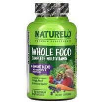 NATURELO 내추렐로 홀 푸드 컴플리트 종합비타민 혼합물 베지 캡슐 60정