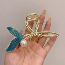 블루 펄 기하학적 생선 테일 잡기 절묘한 패션 플레이트 헤어 상어 클립 한국인 고급 센서 기질 헤어 액세서리