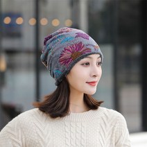 2023 겨울 모자 여성 플러스 벨벳 비니 모자 인쇄 따뜻한 레드 패션 Gorro 모자 소프트 보닛 모자 스카프 이중 사용