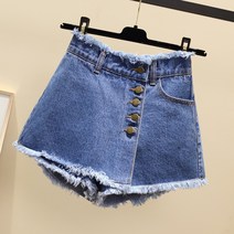 YAPOGI 하이 웨이스트 데님 반바지 여성용 여름 신작 느슨한 대형 뚱뚱한 Mm 치마 바지 와이드 레그 로우 엣지 워드 와일드 핫 팬츠 치마바지