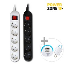 [파워존] 메인스위치 5구멀티탭 + 쏙USB, ★블랙 3M+쏙USB