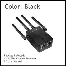 M-95B 무선 라우터 리피터 와이파이 300M 신호 증폭기 익스텐더 4 안테나 홈, 02 Black_02 US  plug