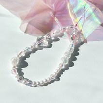 오로라 홀로그램 하트 비즈 키링 구슬스트랩, 1개