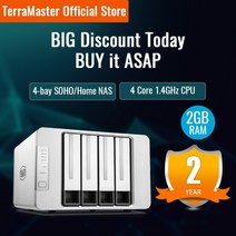 TerraMaster F4-210 4 베이 NAS 쿼드 코어 2GB RAM 네트워크 RAID 스토리지 미디어 서버 개인 클라우드 (디스크 없음)