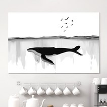 모던 북유럽 심플 혹등 고래 그림 액자 우영우 드라마 일러스트, 03. 모던 잠수고래