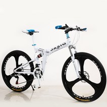 shike 산악자전거 MTB 90%완조립 장거리 여행 성인남녀공용 27.5인치 26인치 자전거, 24단24인치, 삼도륜-화이트