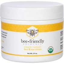 BeeFriendly 페이스 앤 아이 크림 올 내추럴 USDA 인증 유기농 모이스처라이저 올인원 넥 데콜테 2온스