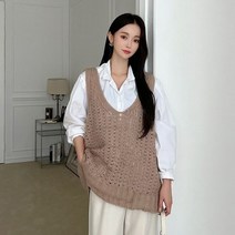 러블리감성 현민 그물 니트 조끼