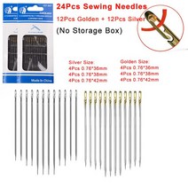 줄대바늘 두근두근대바늘레슨시리즈+바늘세트 대바늘세트 대바늘 바느질 바늘 홀더 보관 케이스 나무 셀프 스레딩 DIY 핸드 스티칭 자수 24 개, [11] No Case-24Pcs