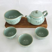 손물레 청자 매화 3인 다기세트