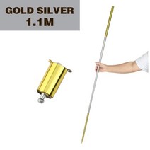 월드직구센터 무술용품 휴대용 포켓 마술 지팡이 강철 마술사 지팡이 스틱 성능 야외, ., 1.1m 골드 실버