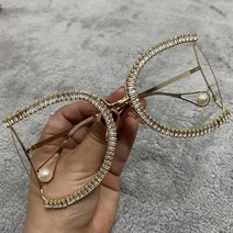 패션선글라스 인싸 선글라스 여자선글라스럭셔리 하프 프레임 브랜드 디자이너 안경 여성 스퀘어 진주 선글