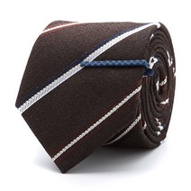 코디갤러리 by STCO 브라운 실크 블랜드 레지맨탈 넥타이