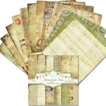 크리스마스포장지 종이포장지 꽃포장지 6 "12pc 토끼 사랑 무늬 공예 스크랩북 팩 수제 앨범 배경 패드 카드 만들기, 01 Vintage