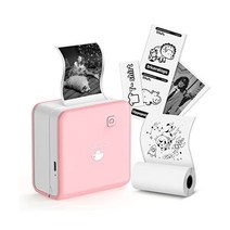 미니 포켓 프린터 - Phomemo M02Pro 블루투스 프린터 iOS 및 안드로이드와 호환되는 300DPI 포토 프린터 문서 선물 레트로 사진 여행용 휴대용 무선 스티커 핫핑크, 핑크