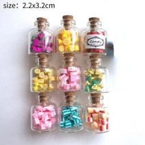 [9월픽]미니어처 크리스탈 미네랄 물약 병 매직 병 사탕 미니 꽃 차 주전자 모델 BJD 인형의 집 액세서리, Random 9pcs