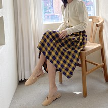 체크 A라인 플레어 밴딩스커트