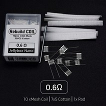 스마트공구 DIY 리빌드 키트 1.0 /0.9 젤리 박스 나노 Xros 미니 도릭 20 포드 칼리번 G 베이프 교체용, 06 5x Jelly 0.6ohm