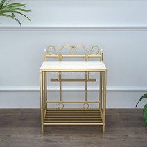 엔틱 스틸 미니 2단 철제 침대 사이드테이블 협탁, 골드 B 형_조립식