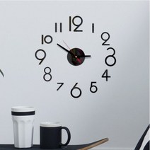 아트월선반 무지주 무타공 변선반 시스템벽선반3d 디지털 벽시계 거울 스티커 family, F - Black 50cm