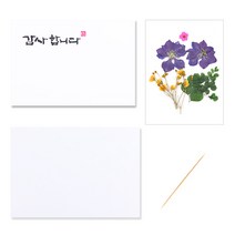 압화 캘리그라피엽서만들기세트 DIY / (문구 : 감사합니다) + 락스퍼디자인