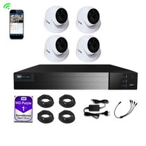 ATTN WQHD 500만화소 5MP 스마트폰 원격제어 보안감시 방범용 홈캠 적외선 방수 카메라 DVR 녹화기 케이블 HDD 부자재 실내 4SET 자가설치 간편 패키지 B-4