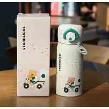 2020 스타벅스 보온병 써모스텀블러 원터치 보온보냉 텀블러, 화이트베어 자전거 350ml
