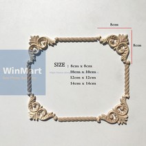 10x10 홈 가구 벽 캐비닛 문 장식 공예 나무 조각 데칼 코너 Onlay 아플리케 빈티지 도색되지 않은 프레임 1 피스