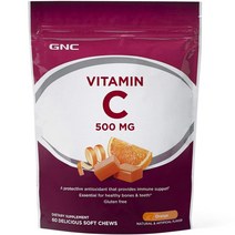 GNC 비타민 C 500mg 오렌지 딜리셔스 소프트츄, 60개입, 1개