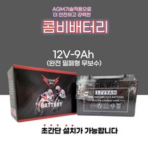 포르테 CA110 베스파 딩크125 미라쥬250 밀폐형 무보수 AGM 배터리 12V 9A, 콤비배터리9A, 1개