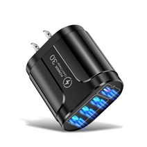 차량용 고속 스마트폰 충전 시거잭 4USB 45W 충전기 고속 QC 3.0 벽 아이폰 12 11 삼성 샤오미 모바일 포트, 02 US  Charger