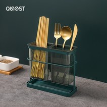 물빠짐 수저통 수저꽂이 조리도구 정리함 도자기 숟가락 통, 라이트 럭셔리 그린