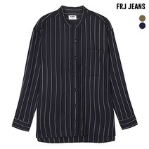 FRJ 남성용 오버핏 헨리넥 스트라이프 셔츠 F93M-SH017B