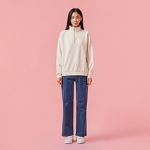 [JAJU/자주] 여 탄탄 반집업 스웨트 셔츠_아이보리