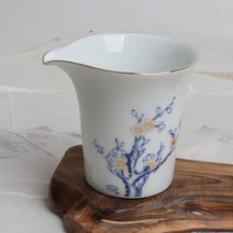 고급 금칠 백자 사군자 숙우 찻잔 (매화), 1개